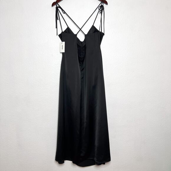 Jason Wu Black Strappy Satin Slip Midi Dress Size XL - Picture 7 of 12